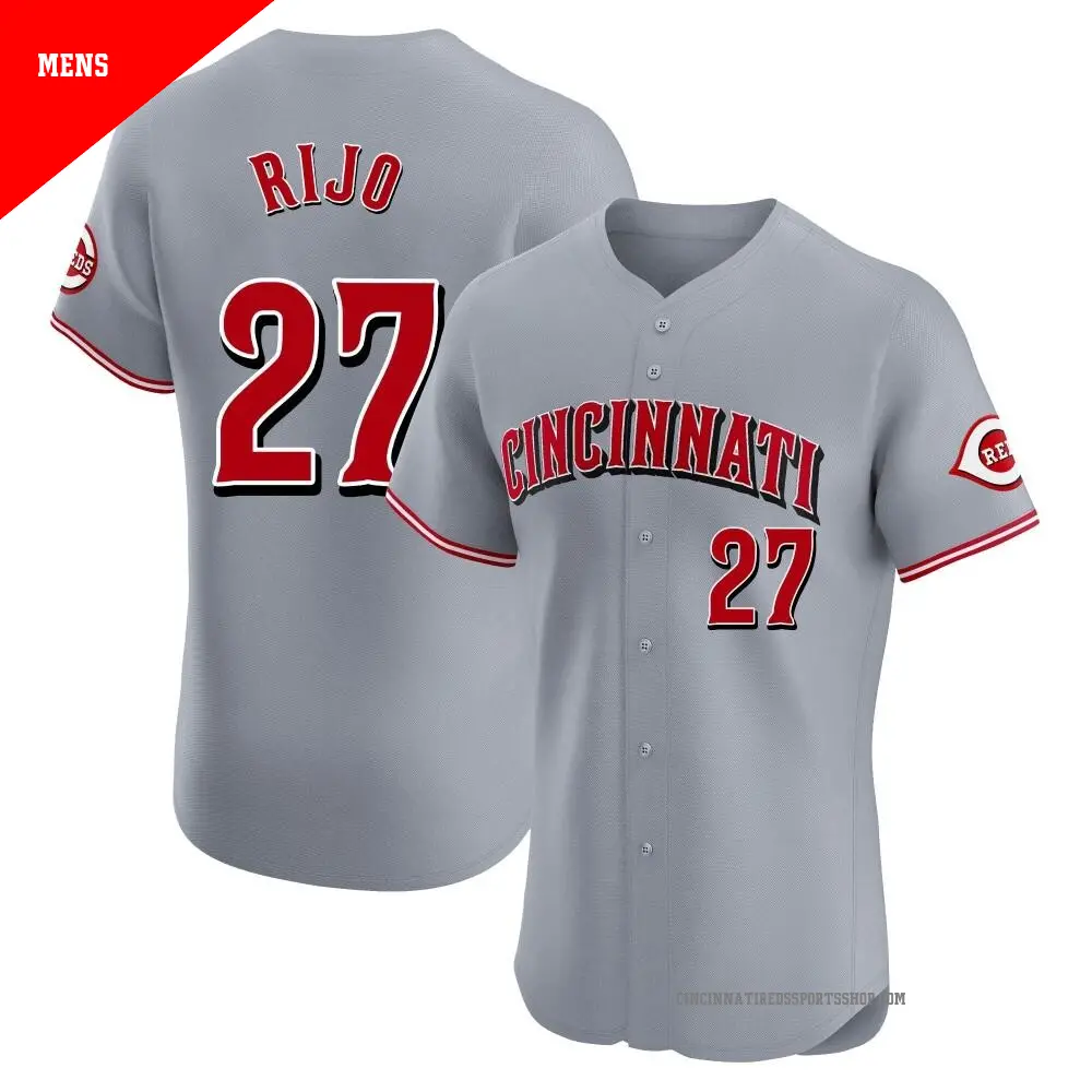 Men's ＃27 Jose Rijo Cincinnati Reds Gray Elite Road Jersey
