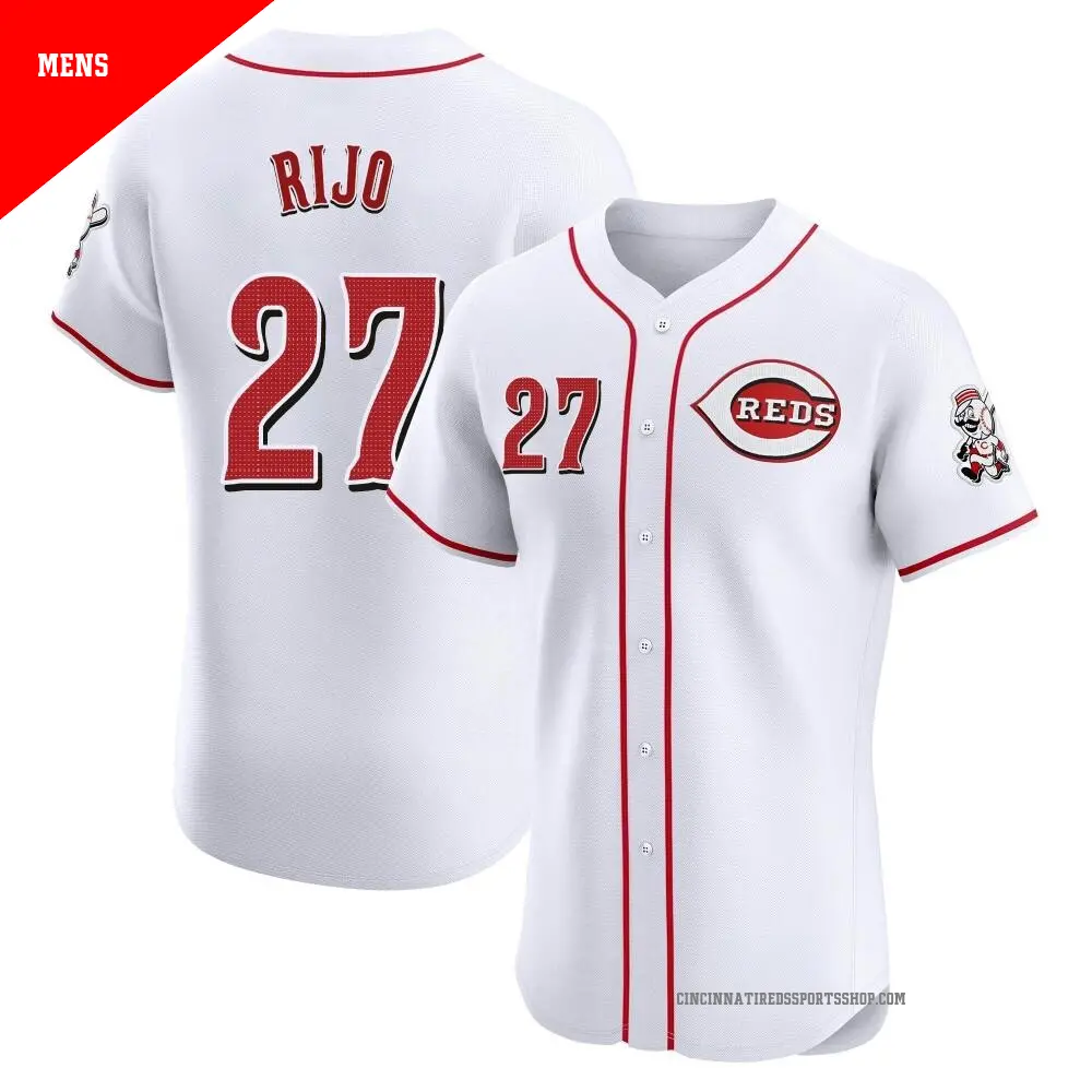 Men's ＃27 Jose Rijo Cincinnati Reds White Elite Home Patch Jersey