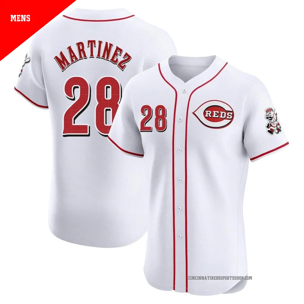 Men's ＃28 Nick Martinez Cincinnati Reds White Elite Home Patch Jersey