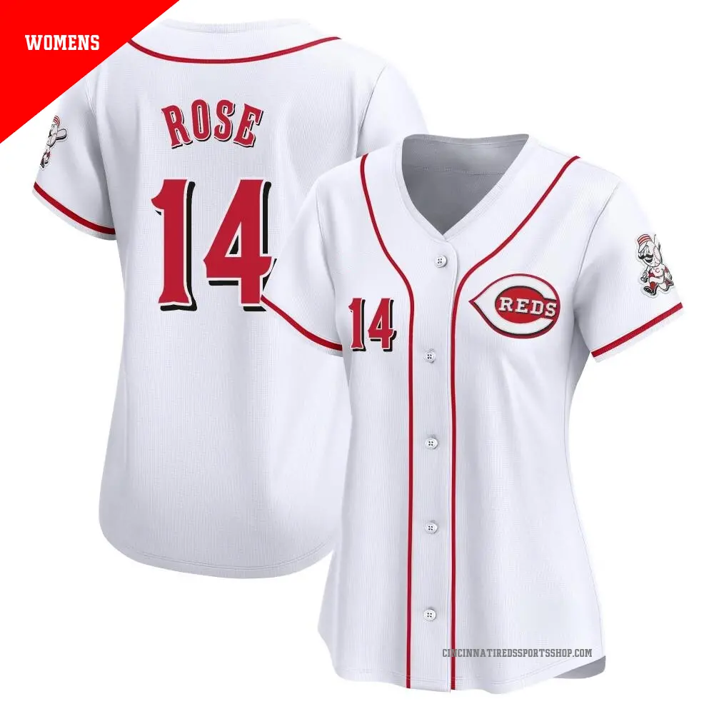 Men's #14 Pete Rose Cincinnati Reds White Limited Home Jersey