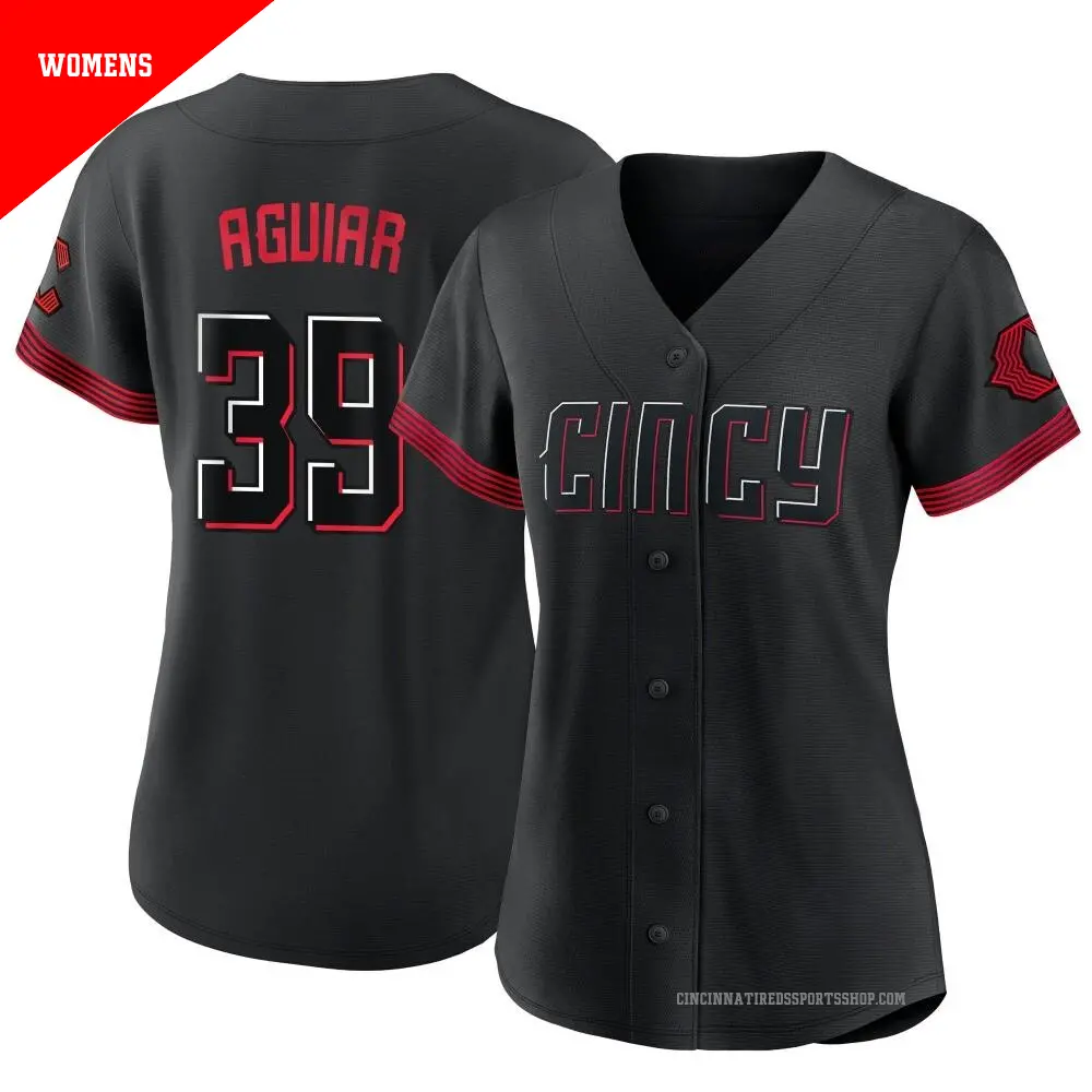 Women's ＃39 Julian Aguiar Cincinnati Reds Black Authentic 2023 City Connect Jersey