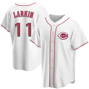 Youth #11 Barry Larkin Cincinnati Reds White Replica Home Jersey