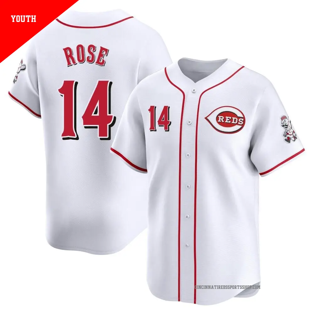 Men's #14 Pete Rose Cincinnati Reds White Limited Home Jersey
