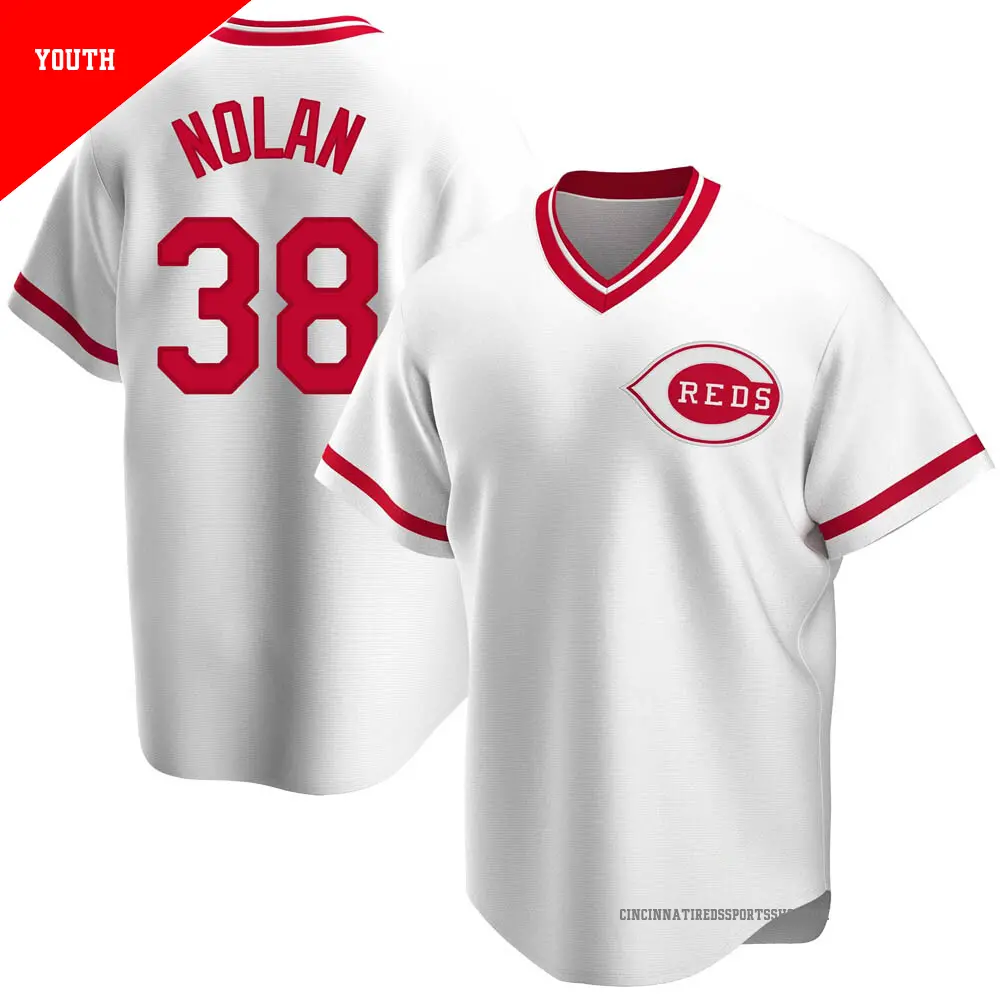 Youth ＃38 Gary Nolan Cincinnati Reds White Replica Home Cooperstown Collection Jersey