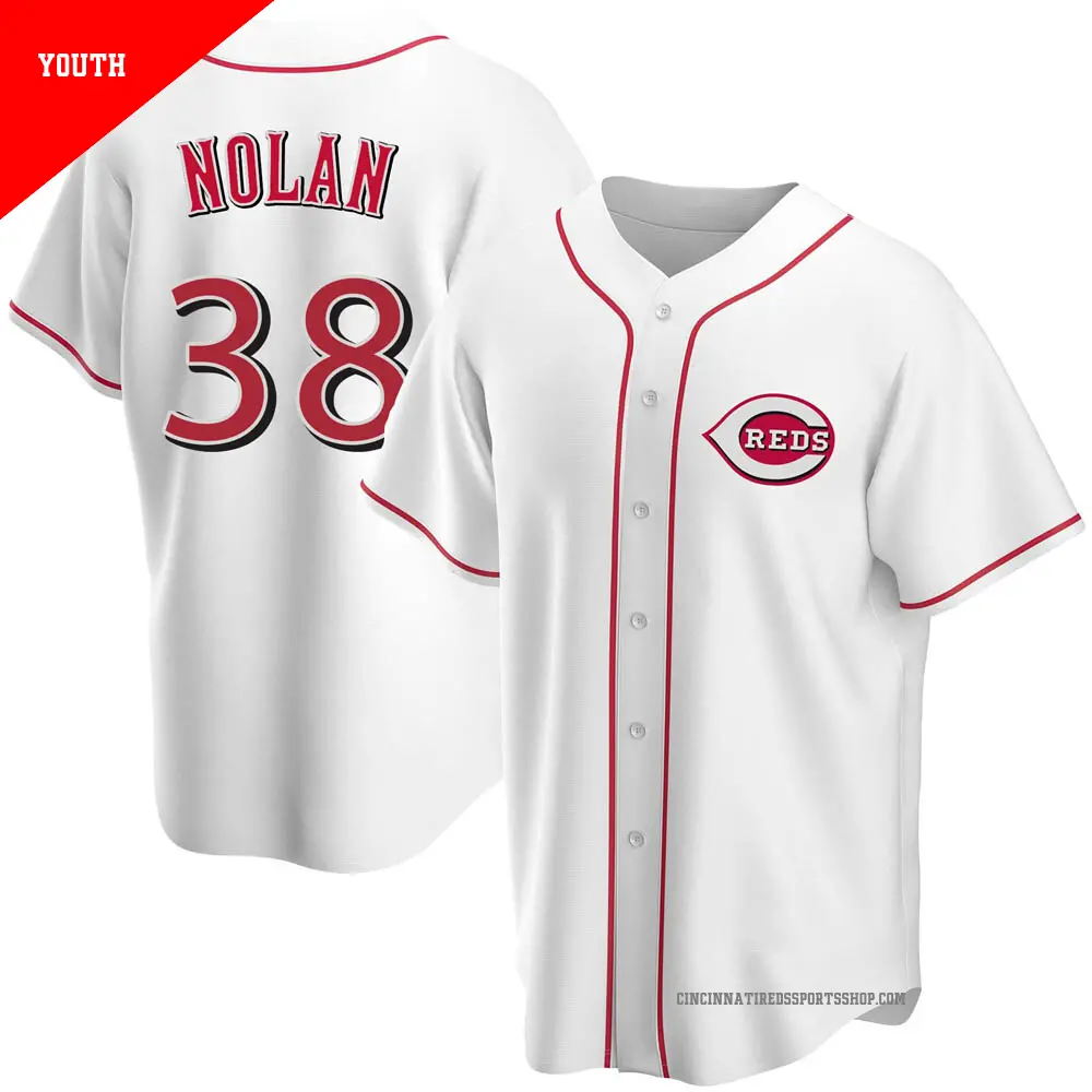 Youth ＃38 Gary Nolan Cincinnati Reds White Replica Home Jersey