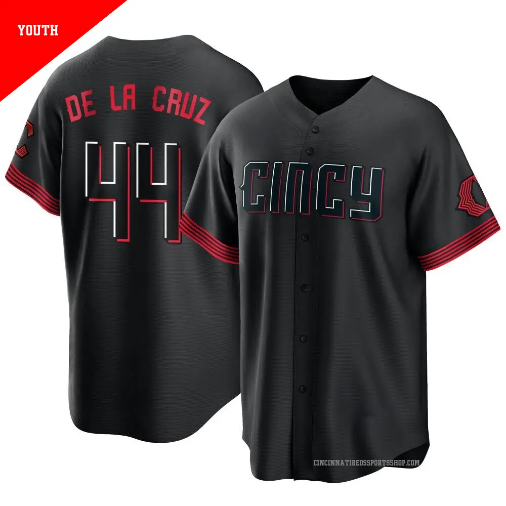 Youth #44 Elly De La Cruz Cincinnati Reds Black Replica 2023