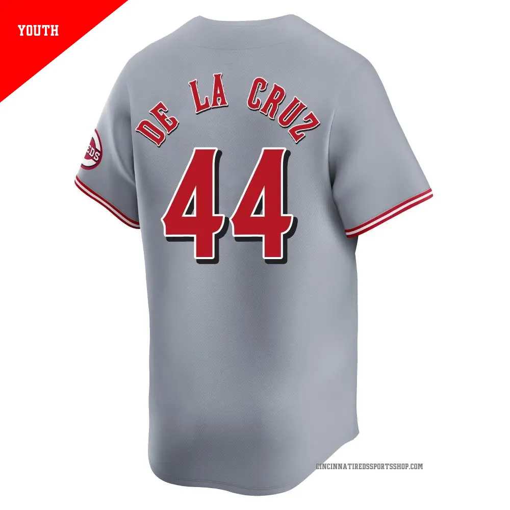 Youth #44 Elly De La Cruz Cincinnati Reds Gray Limited Away